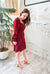 Romantic Ruching Sweetheart Dress in Wine Red