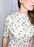 Ribbed Knit Floral Top in Cream and Blue