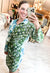 Mixed Print Wrap Dress in Green & Blue