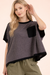 Dolman Sleeve Textured Knit Casual Top in Black & Grey