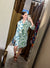 Mixed Print Wrap Dress in Green & Blue