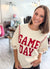 GAMEDAY THEME STITCH DETAIL PUFF SLEEVES KNIT TOP