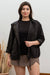 Snap Up & Zipped Hooded Light Weight Jacket in Black