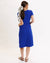Say Oui! Royal Blue Short Sleeve Ribbed Knit Midi Dress