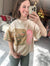 Patch Work Graphic Tee with Drop Shoulder in Beige and Pink