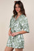 Printed Button Down Resort Romper in Sage