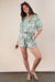 Printed Button Down Resort Romper in Sage