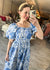 Trinity Blue Floral Print Square Neck Maxi Dress