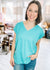 Two-Tone Dolman Sleeve Top in Teal