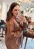 Faux Leather Button Down in Rich Cognac