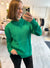 Hi-Low Waffle Sweater in Kelly Green