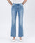 High Rise Light Wash Uneven Raw Hem Kick Flare Denim by Lovervet