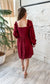 Romantic Ruching Sweetheart Dress in Wine Red