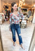 Floral Henley Knit Top in White