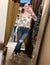 Floral Henley Knit Top in White