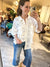 Oversized Crochet button-down shirt Top in White