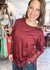 Oversized Casual Knit Top W/ Lace in Olive, Black or Wine