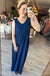 Side Slit Pleated Maxi Dress in Navy