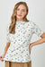 Ribbed Knit Floral Top in Cream and Blue