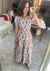 Joyful Floral Print Short Sleeve Maxi Dress w/ Tiered Skirt