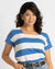 All Angles Square Neck Striped Tee in Bright Blue