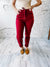 Highwaist Cuffed Jogger in Scarlet by Judy Blue