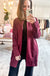 Elegant Jacquard Midi Coat in Wine