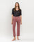 Raw Hem Crop Straight Medium/High Rise in Desert Rose