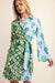 Mixed Print Wrap Dress in Green & Blue