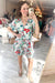 Vibrant V Neck Button Down Dress in Sage & Coral