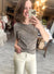 Mesh Lace Stretch Short Sleeve Blouse in Olive Khaki