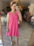 Ribbed V-Neckline Dress in Pink Paradise