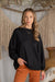 Round Neck French Terry Top in Black
