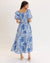 Trinity Blue Floral Print Square Neck Maxi Dress
