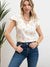 Floral & Scallop Neck Satin Blouse in Ivory