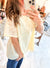 Smock Front Embroidery Short Sleeve Blouse in Natural