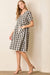 Gingham Button Up Midi Dress in Black and Cream
