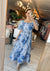 Trinity Blue Floral Print Square Neck Maxi Dress