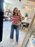 Mini Ruffle Striped Half Sleeve Sweater