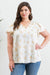 Floral & Scallop Neck Satin Blouse in Ivory
