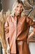 Faux Leather Button Down in Rich Cognac