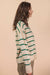 Oversized Button Down Striped Casual Sweater in Green