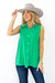 Button Down Woven Blouse Top in Bright Green
