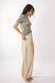 Mesh Lace Stretch Short Sleeve Blouse in Olive Khaki