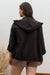 Snap Up & Zipped Hooded Light Weight Jacket in Black