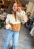 Color Block Sherpa Half-Zip Pullover in Taupe & Cream