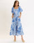 Trinity Blue Floral Print Square Neck Maxi Dress