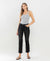 High Rise Distressed Straight Jeans in Washed Black