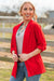 Open Front Relaxed Boyfriend Blazer in Red