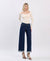 High Rise Cuffed Ankle Wide Jeans
